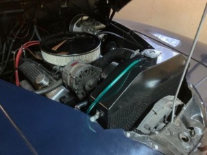 Car with open bonnet