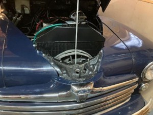 Propped open car bonnet
